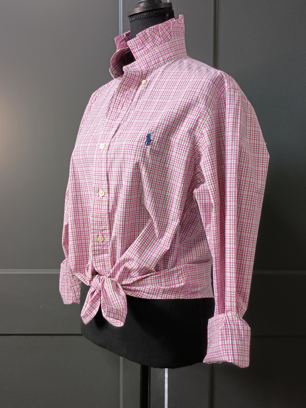 Upcycled Women's Ralph Lauren Ruffled Collar Shirt #137